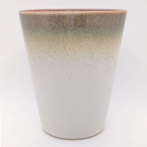 Keramikbecher beige mit braunem Rand, 320 ml