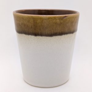 Keramikbecher beige mit braunem Rand