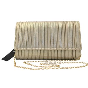 Plissee-Schultertasche metallic gold