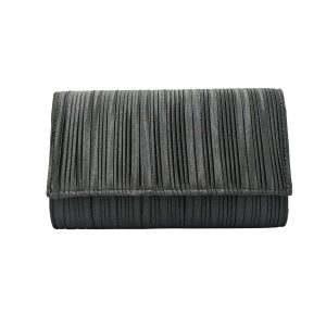 Plissee-Schultertasche metallic schwarz
