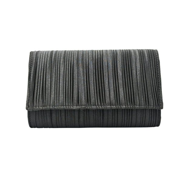 Plissee-Schultertasche metallic schwarz