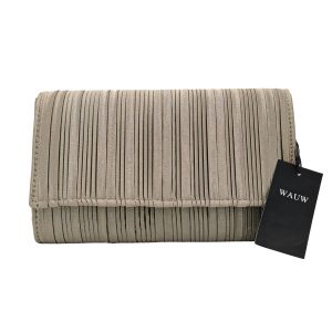 Plissee-Schultertasche metallic champagner