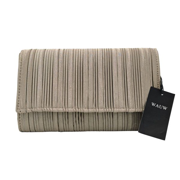 Plissee-Schultertasche metallic champagner