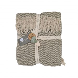 Linen & More Überwurf mit Fransen, Taupe