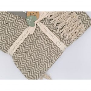 Linen & More Überwurf mit Fransen, Taupe